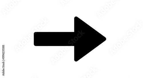 Modern black right pointing arrow icon for web and app design isolated on transparent background