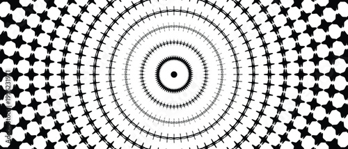 Schilderij op canvas Vintage black and white abstract background featuring a psychedelic spiral patt
