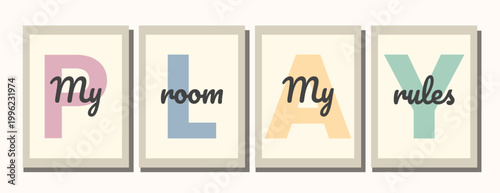 Kids room poster set playful wall art nursery decoration collection