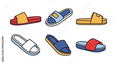 Slide Slippers Line art vector minimal abstract decorative illustration