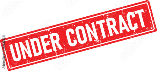 Distressed red rubber stamp impression with the words UNDER CONTRACT in white text