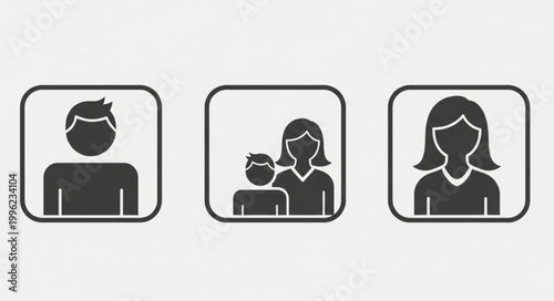 Three simple silhouette icons representing people and family.