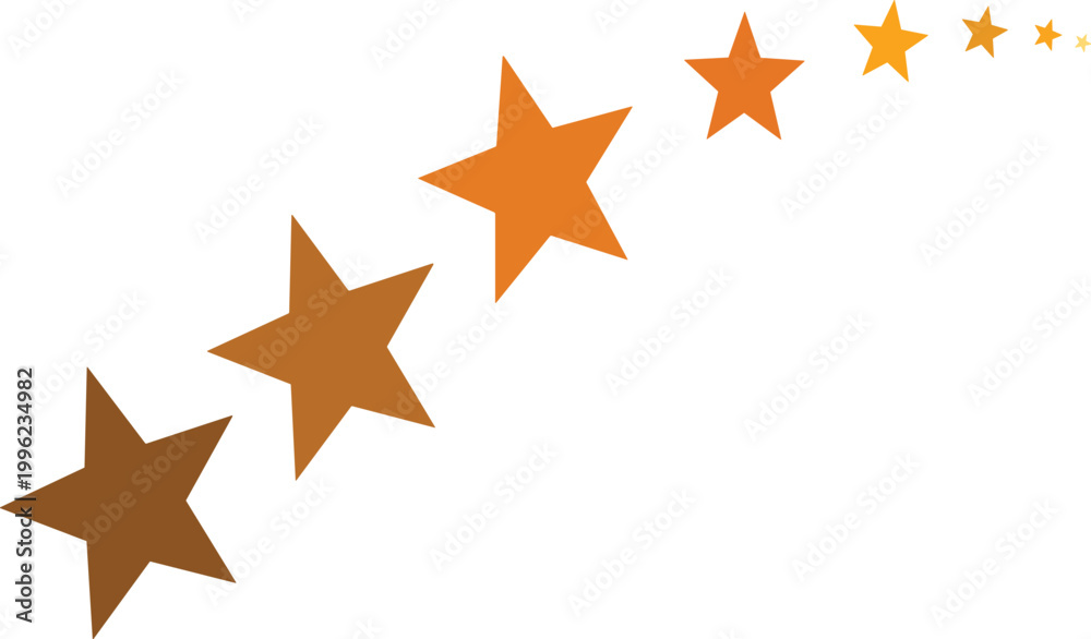 Fototapeta premium Golden Star Trail and Shooting Star Icon Set for Quality Ratings Customer Reviews Success Achievement Celebration Awards and Sparkling Celestial Graphic Designs