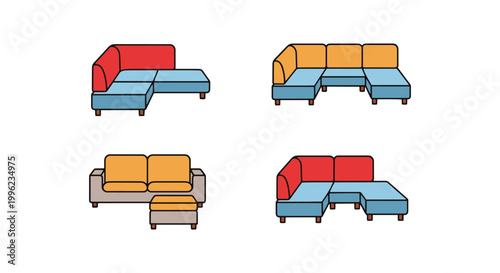 Sectional Sofa Line art vector minimal abstract modern illustration