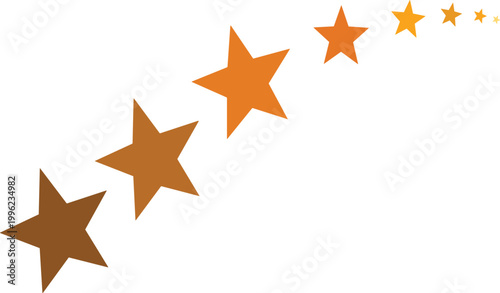 Golden Star Trail and Shooting Star Icon Set for Quality Ratings Customer Reviews Success Achievement Celebration Awards and Sparkling Celestial Graphic Designs