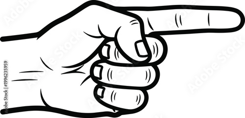 Schilderij op canvas Human hand pointing right silhouette illustration, symbolizing direction, guidan