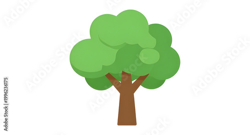 tree, cartoon, stylized, nature, plant, leaves, trunk, forest, green, branch, foliage, environment, eco, outdoor, illustration, design, cute
