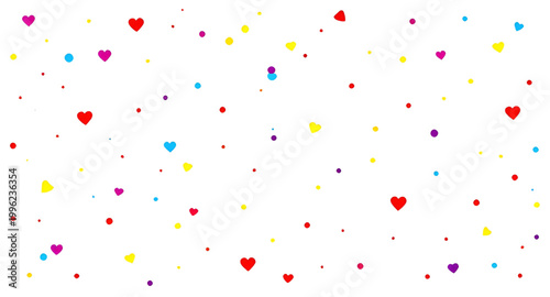 heart confetti background, colorful hearts pattern, love celebration, festive confetti, white background design, romantic pattern, scattered hearts, valentine theme, party decoration, cute background,