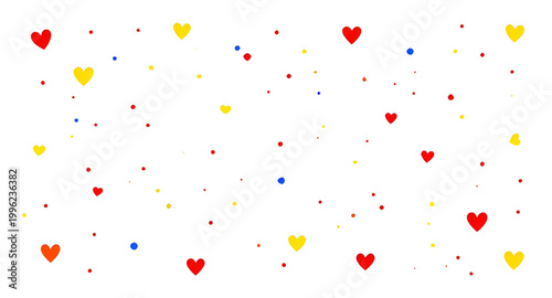 heart confetti background, colorful hearts pattern, love celebration, festive confetti, white background design, romantic pattern, scattered hearts, valentine theme, party decoration, cute background,