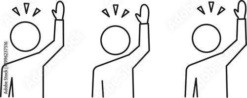 Hand Raising Icon Set with Person Gesture Symbols for Asking Question, Voting, Participation and Attention in Education and Meeting Vector Design