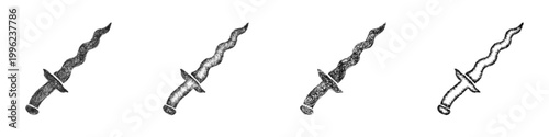 Billede på lærred Sketch kris dagger icon design set
