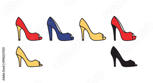 Peep Toe Heels Line art vector clean illustration
