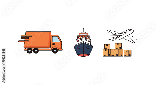 Shipping Process Line art abstract creative design vector