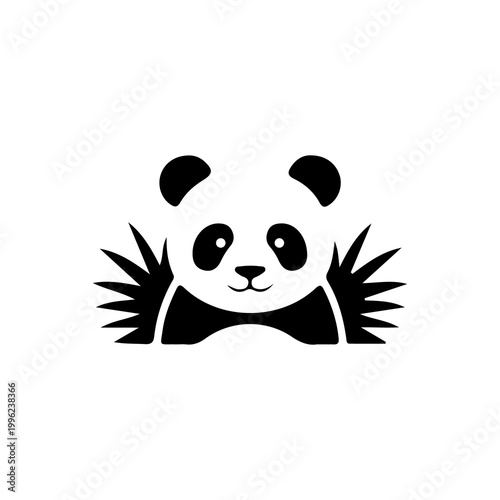Black and white panda bear sitting.