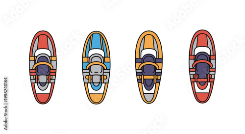 Snowshoes Line art vector set clean simple illustration