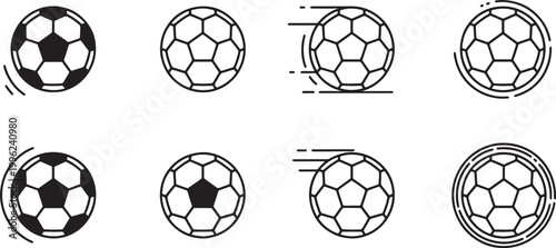 Soccer ball motion icon set for sports competition graphic design and athletic event branding elements vector design.