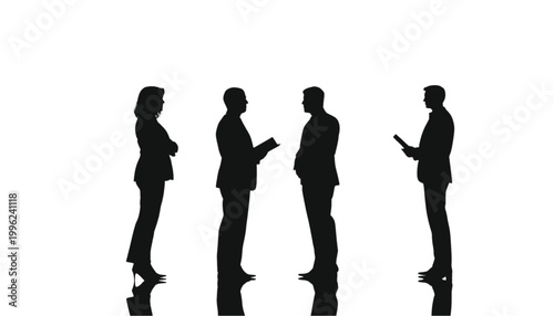 Businesspeople engage in a professional meeting while holding important documents in the workplace.