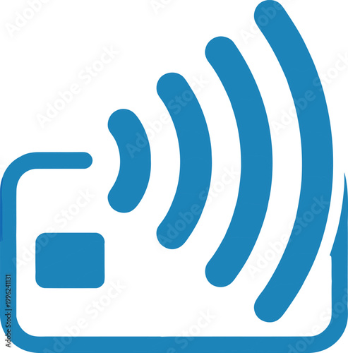 Quadro su tela Contactless payment credit card icon with wifi signals in blue color Vector Illustration on transparent checkered background
