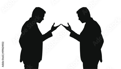 Businessman communicates with another colleague while using hand gestures to explain a new strategy.