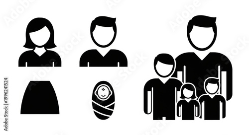 Family Icons Representing Different Generations and Structures.