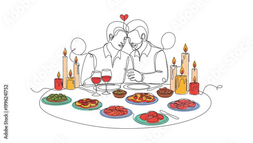 Couple enjoying a romantic dinner date.