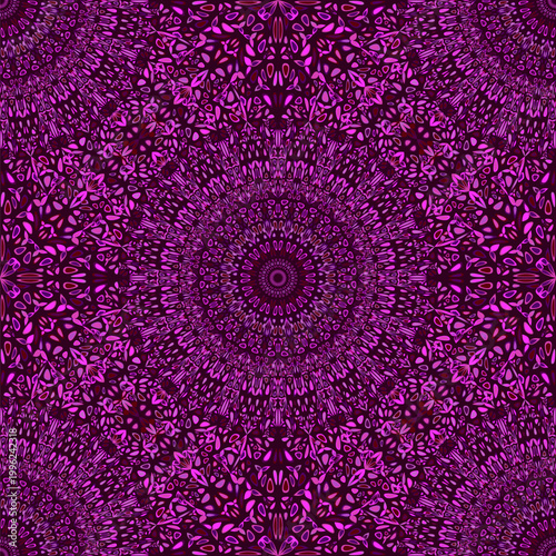 Geometrical seamless kaleidoscope mandala pattern background - purple boho vector art graphic