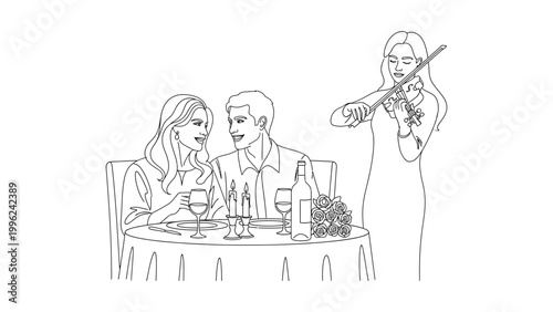 Couple dining with live violin music.