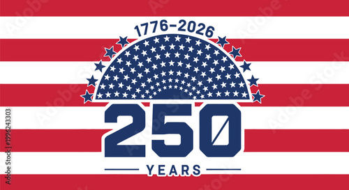 Celebrating 250 years anniversary of the usa 4th of july commemoration with patriotic design