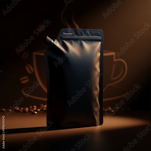 Black Pouch With Coffee Bean Background beans