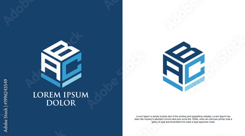 This geometric logo features a 3D cube design with a sleek aesthetic, ideal for branding in technology, architecture, or innovative industries.