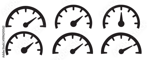 Speedometer  set for measuring performance and speed. vector illustration eps 10.