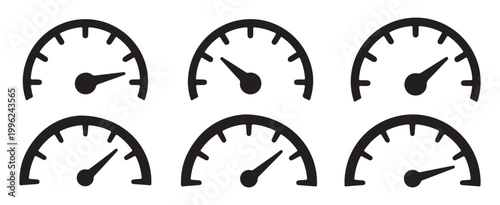 Black speedometer icon for automotive and web interface. vector illustration eps 10.