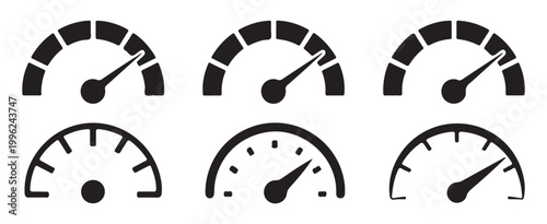  Set of speedometer and performance gauge icon for dashboard design. vector illustration eps 10.