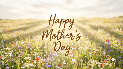 Minimal flower field animation with gentle movement and warm sunlight glow