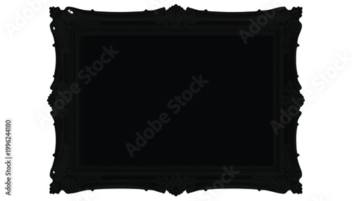 Frame displays an elegant carved border with a dark interior surface suitable for artistic project work.