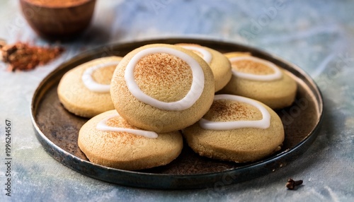 simple homemade round sugar cookies with white chai infused icing
