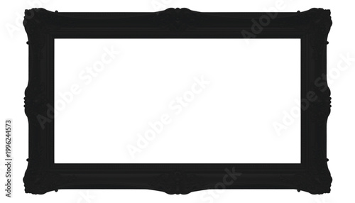 Picture frame displays an elegant black border with a centered white rectangular area for your content.