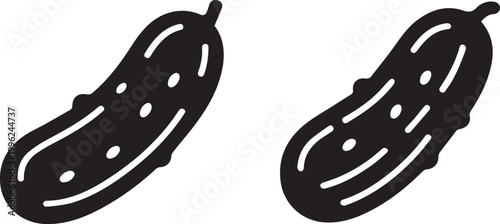 Minimalist Hand Drawn Pickle Vector Illustration, Black and White Doodle Cucumbers Icon.