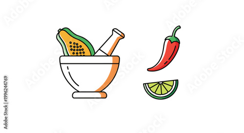 Som Tum Line art vector set minimal abstract modern style