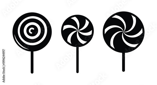 Three black circular lollipops displayed in a simple graphic silhouette