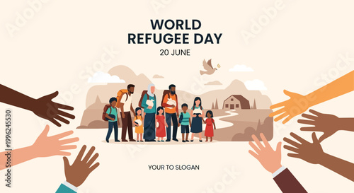 World Refugee Day awareness campaign illustration.
