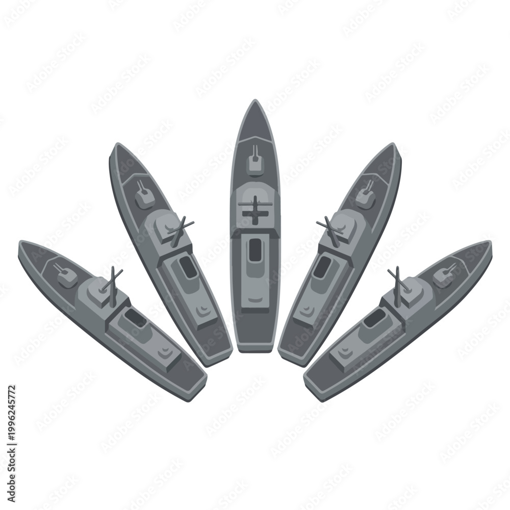 Obraz premium vector isometric sailing warships with formation 1