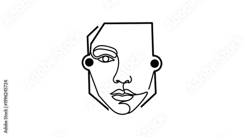 Geometric face line art illustration.