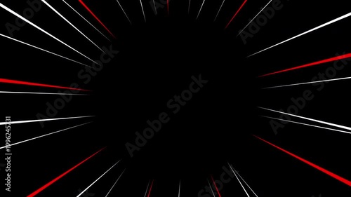 red and white anime-style speed lines on transparent background, alpha channel