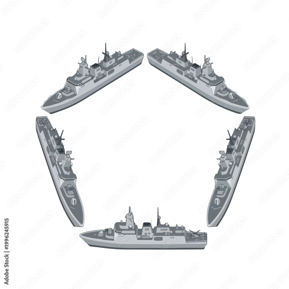 Obraz premium vector isometric sailing warships with formation 2