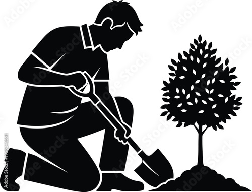 Man planting a tree a symbol of growth and environmental stewardship