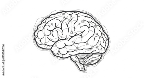 Detailed illustration of the human brain and cerebellum.