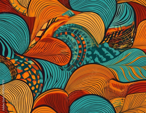 seamless pattern in the style of wide variety of unique prints flowing african or south american prints influenced