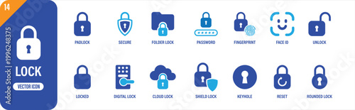 Lock Icon Set Security Protection Privacy Safe Access Collection