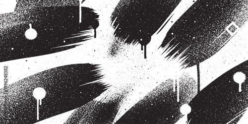 Black and white abstract brush strokes with splatter details spray paint graphic design abstract art high contrast abstract background paint splashes ink splatters artistic background